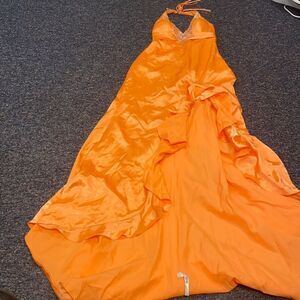 Studio 17 Orange Satin Gown Size small